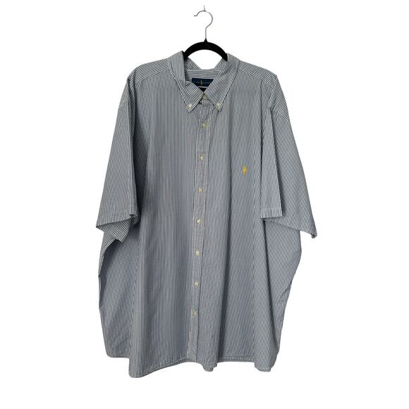 VTG Polo By Ralph Lauren Untucked Fit Striped Short Sleeve Button Down Shirt 4XB - Picture 1 of 11